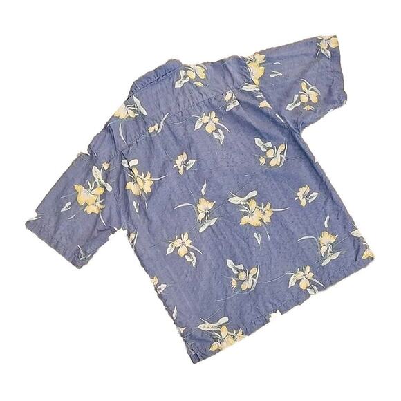 TOMMY BAHAMAS 100% Silk Shirt Men's L Blue Floral Hawaiian Tropical - Picture 9 of 9